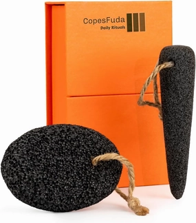 Natural Volcanic Pumice Stone for Feet & Hands. Foot Scrubber for Dead Skin Remover & Deep Cleansing, Cone Shape Stone for Hard-to-Reach Areas Corn Removal, 2 Pieces with Bamboo Charcoal