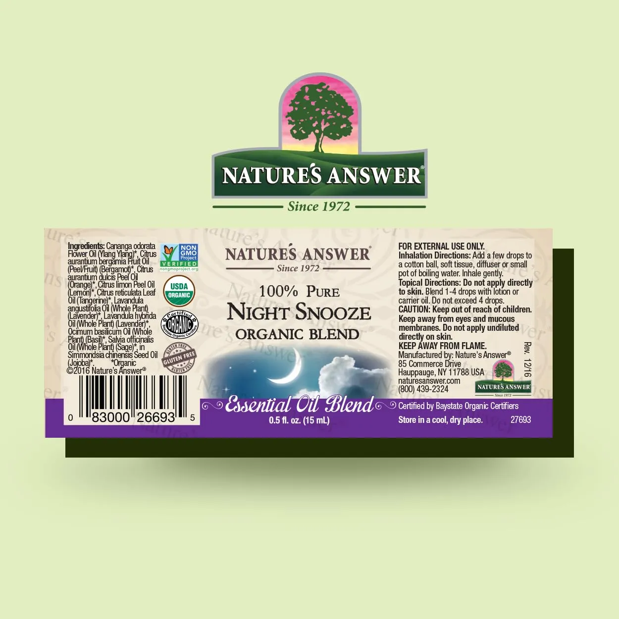 Nature's Answer 100% Pure Organic Essential Oil Blend, 0.5-Ounce, Night Snooze