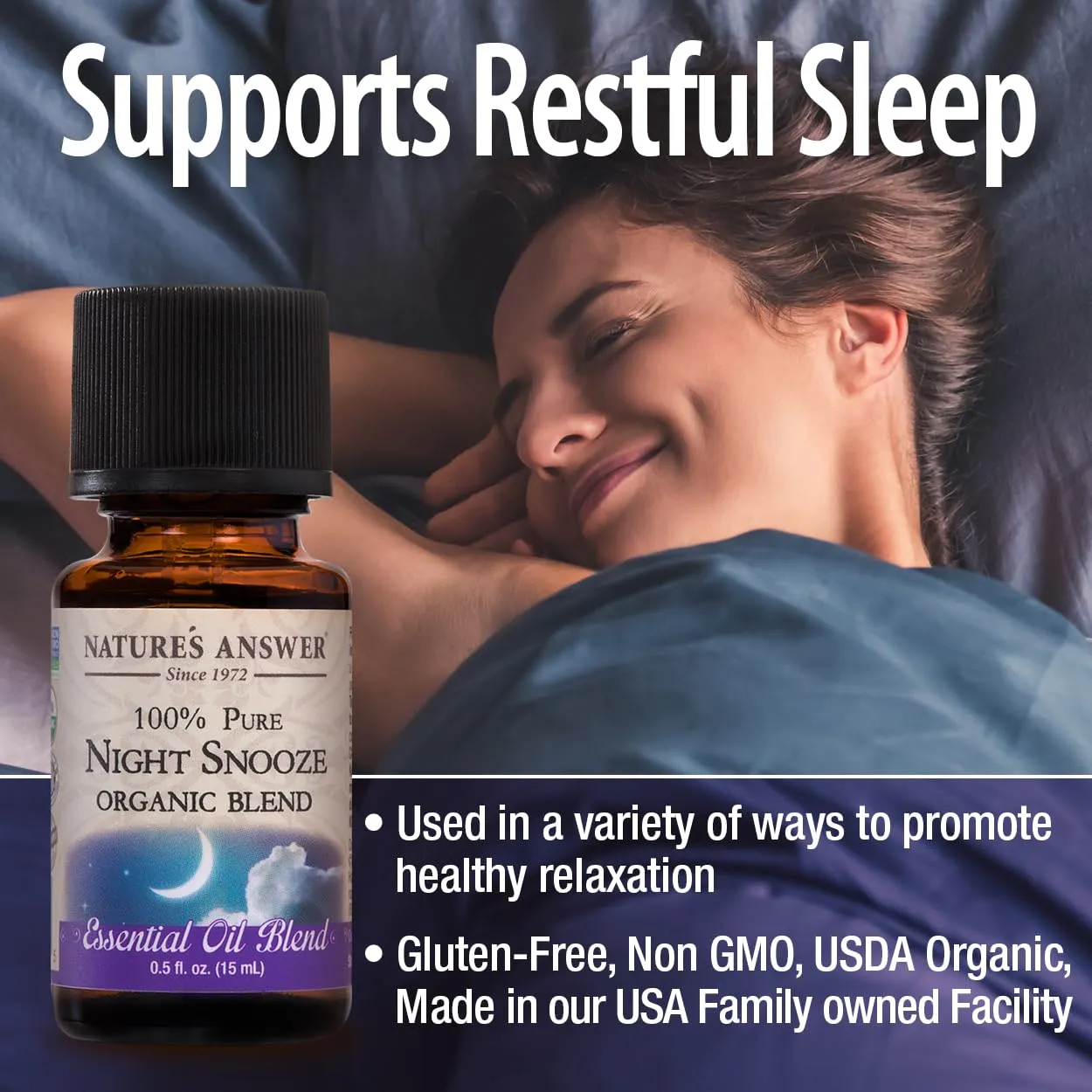 Nature's Answer 100% Pure Organic Essential Oil Blend, 0.5-Ounce, Night Snooze