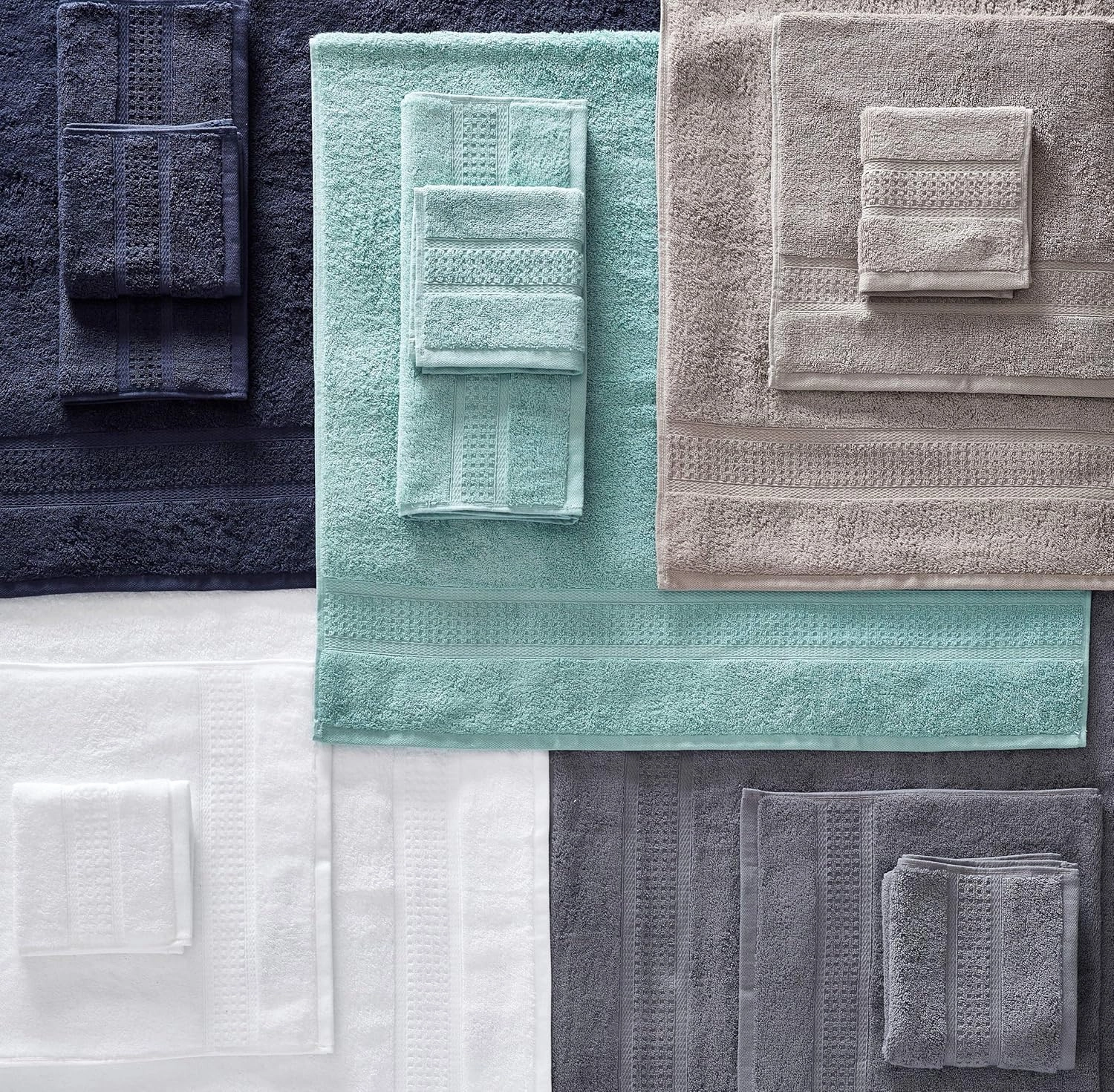 Nautica - Bath Towels, Fade Resistant Bathroom Essentials, Highlight Absorbent, Oeko-Tex Certified (Oceane Grey, 6-Piece)