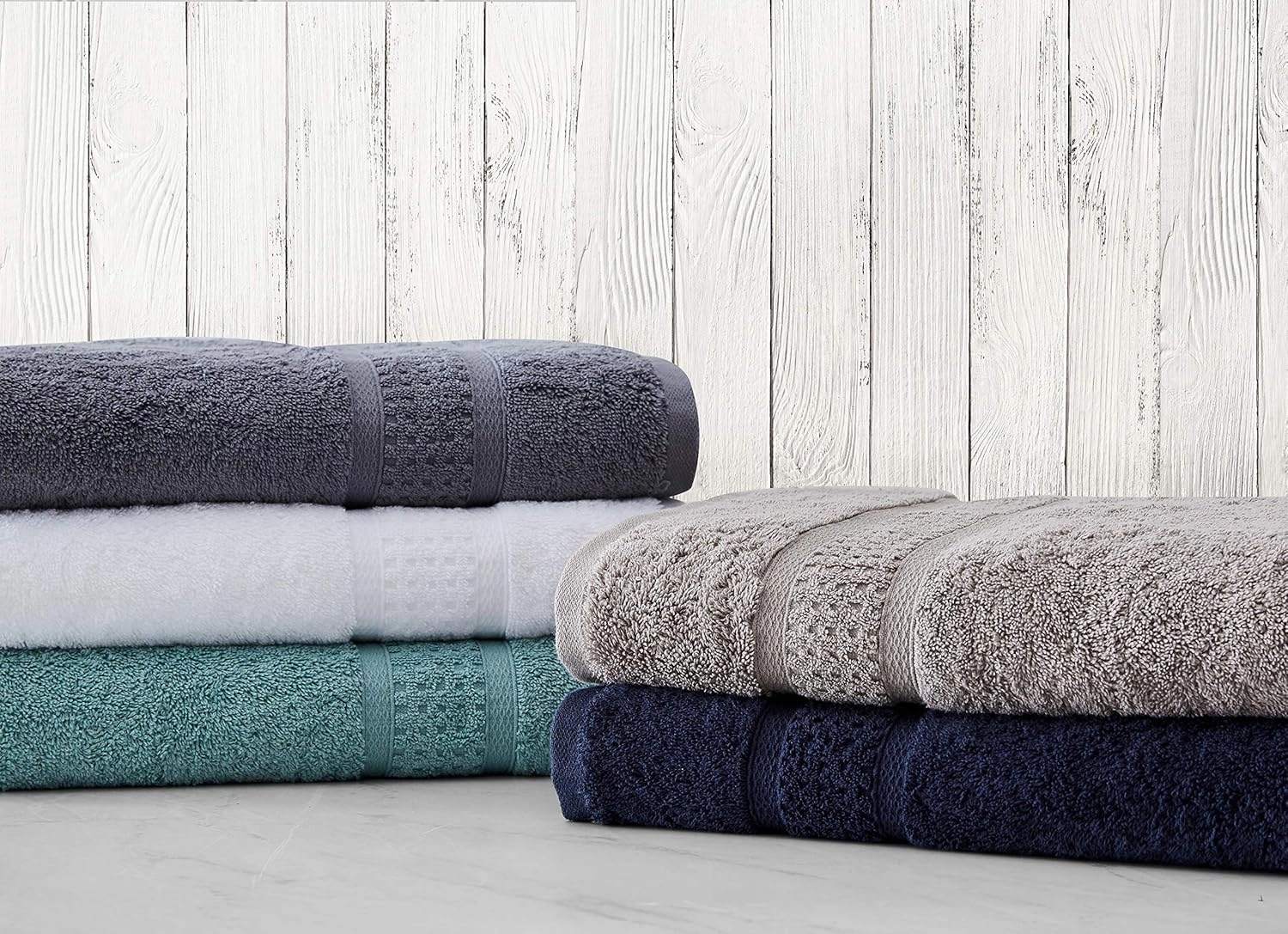 Nautica - Bath Towels, Fade Resistant Bathroom Essentials, Highlight Absorbent, Oeko-Tex Certified (Oceane Grey, 6-Piece)