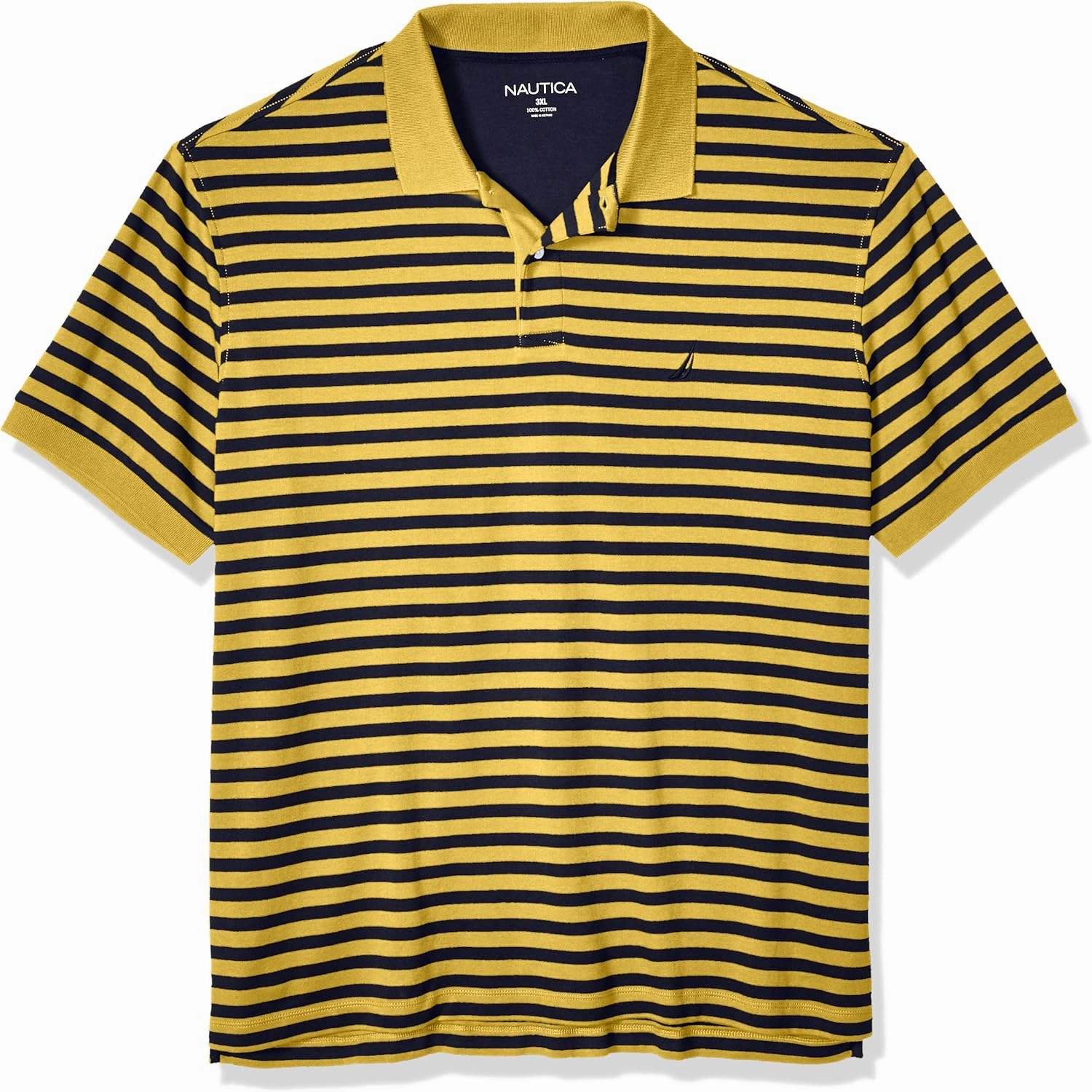 Nautica Men's Classic Fit 100% Cotton Soft Short Sleeve Stripe Polo Shirt