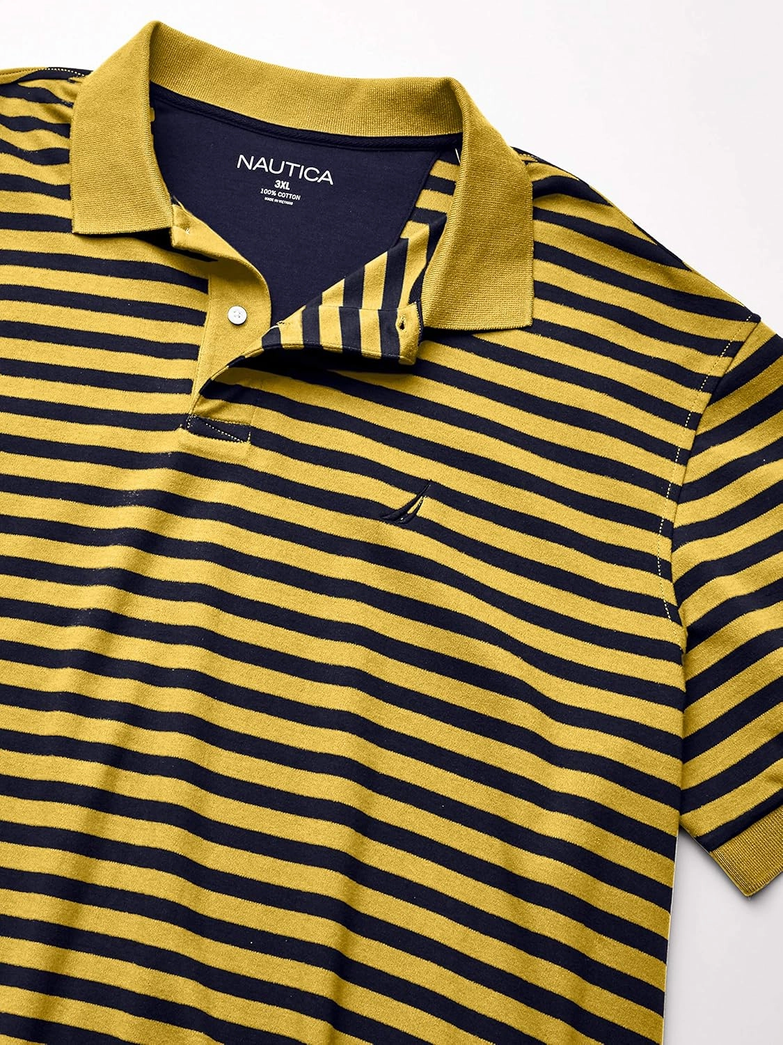 Nautica Men's Classic Fit 100% Cotton Soft Short Sleeve Stripe Polo Shirt
