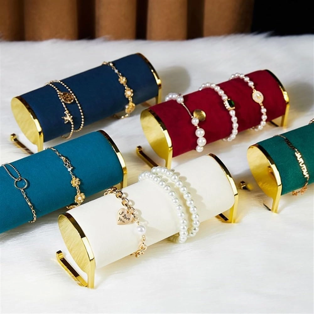 Necklace Display Holder High-grade Counter Velvet Window with Jewelry Display Props Watch Bracelet Bracelet Jewelry Storage Racks Jewellery Stand Holder(Green)