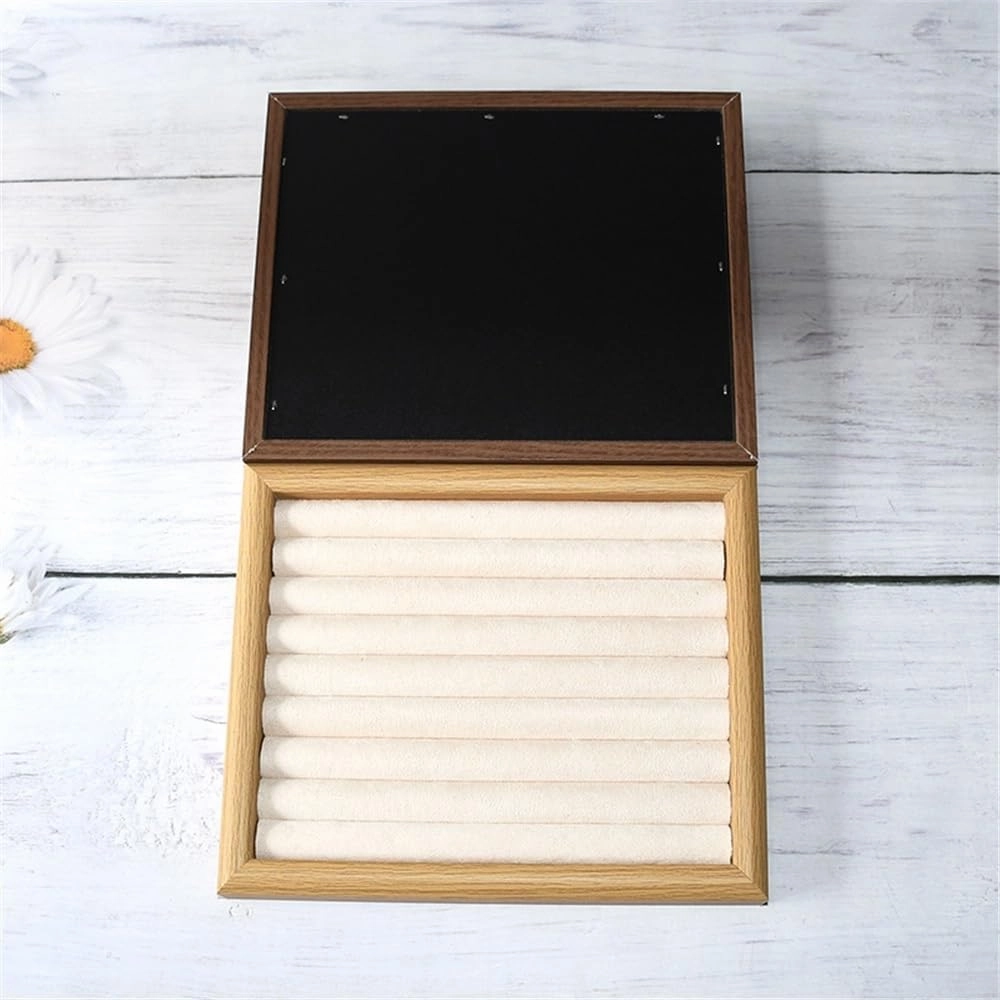 Necklace Display Holder Wooden Jewelry Rack Brown Gray Ring Tray Bracelet Earring Earring Storage Jewellery Stand Holder(Medium)