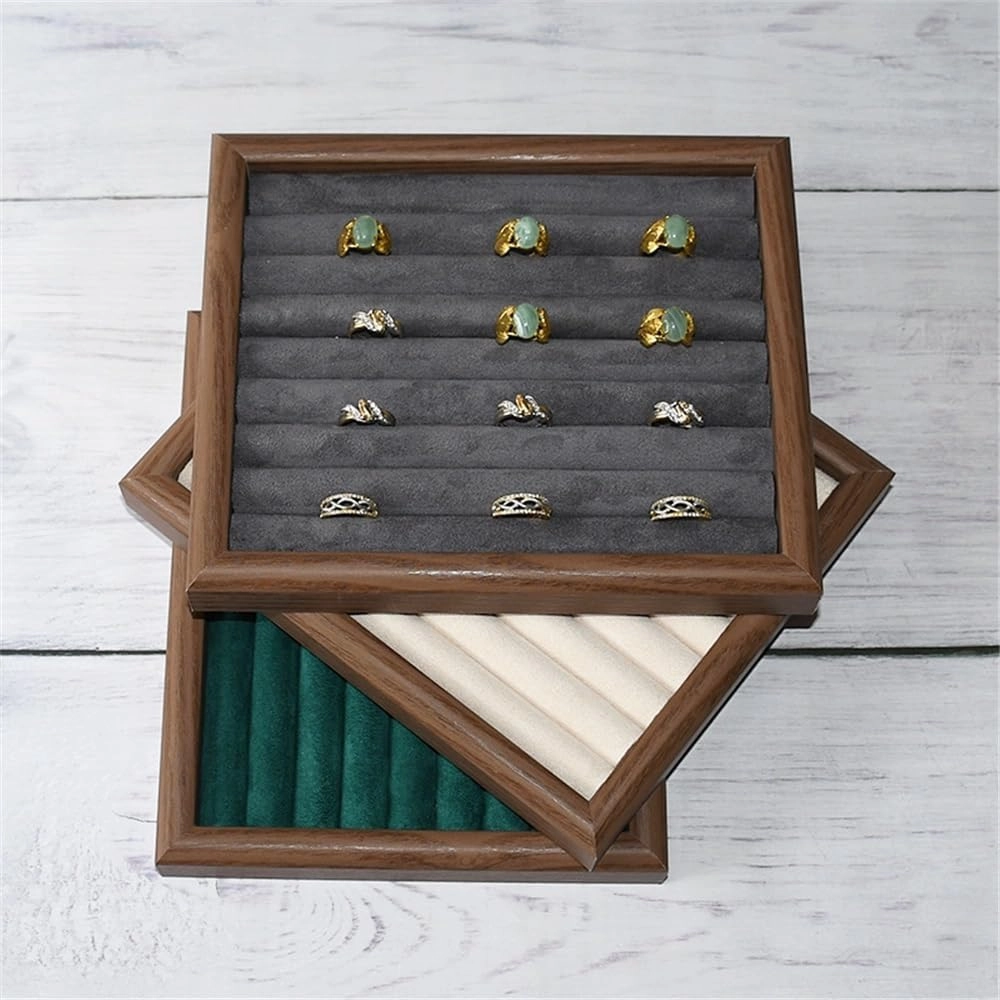 Necklace Display Holder Wooden Jewelry Rack Brown Gray Ring Tray Bracelet Earring Earring Storage Jewellery Stand Holder(Medium)
