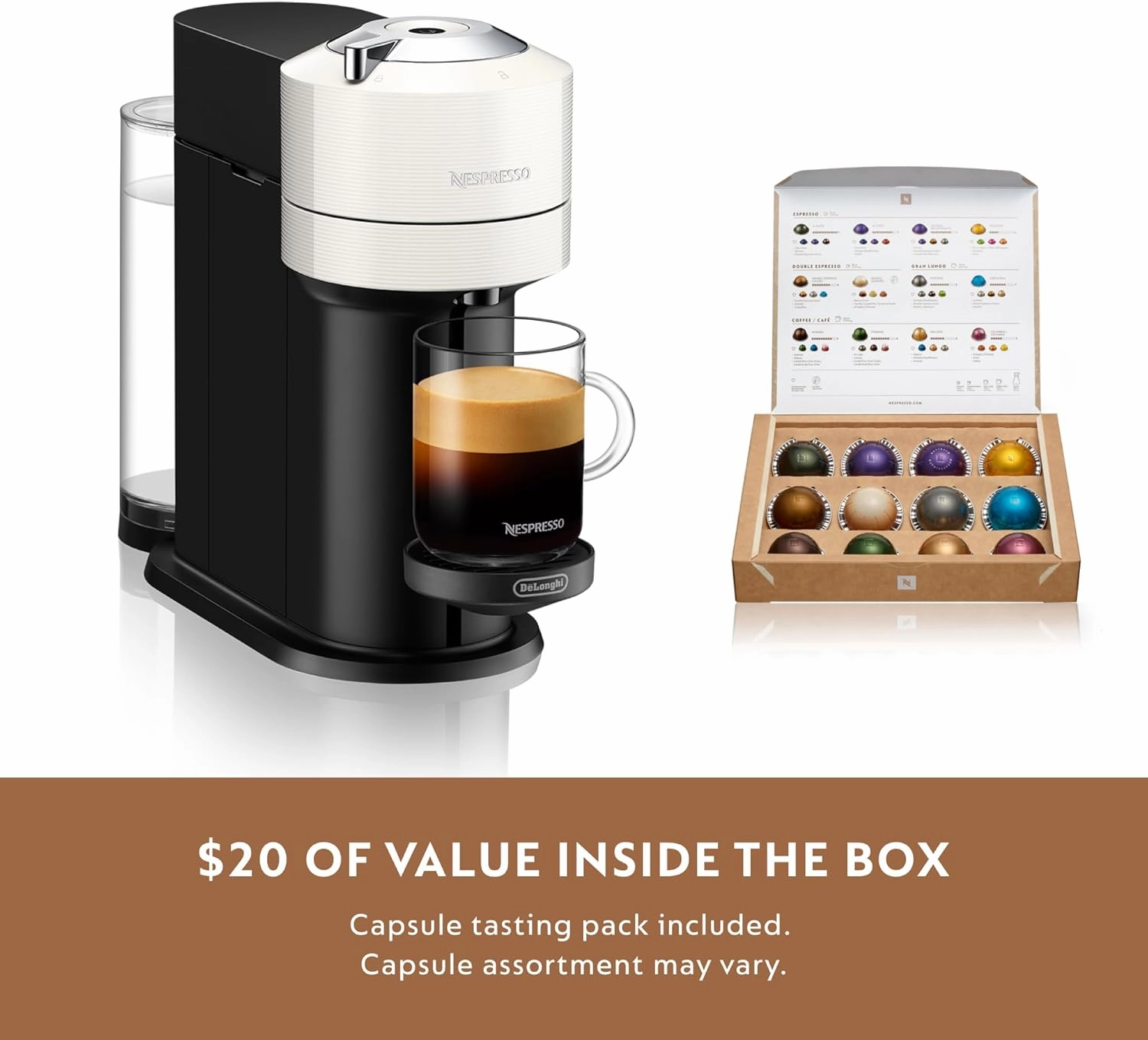 Nespresso Vertuo Next Coffee and Espresso Maker by De'Longhi, White