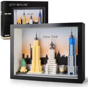 New York City Skyline Micro Block Building Set, World Famous Architecture Model 3D Wall Art Home Office Décor, Landmarks Collectible Model Kit Toy Gift for Adults Kids 12  (759PCS)