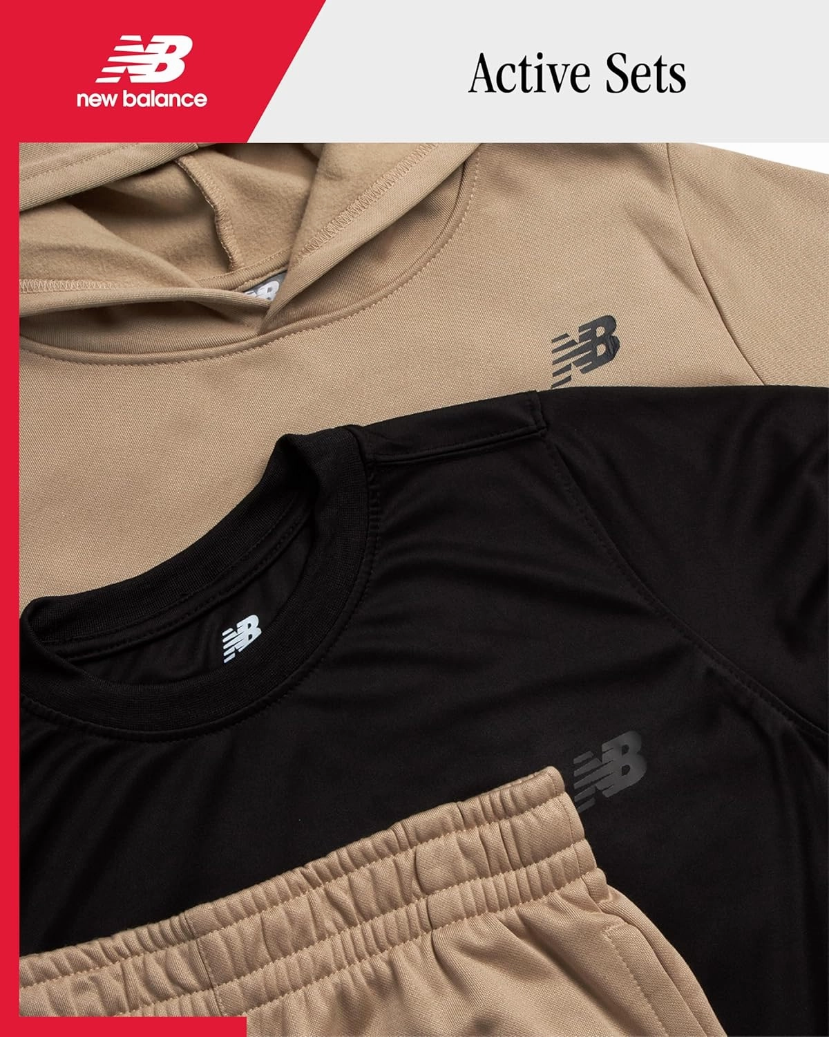 New Balance Boys Joggers Set - 3 Piece Performance Fleece Hoodie, Jogger Pants, and Graphic Tee for Toddlers and Boys (2T-12)
