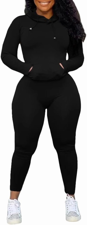 Nimsruc 2 Piece Outfits For Women Sweatsuits Sets Hooded Tracksuit Long Sleeve Pullover Jogger Sweat Pants Set