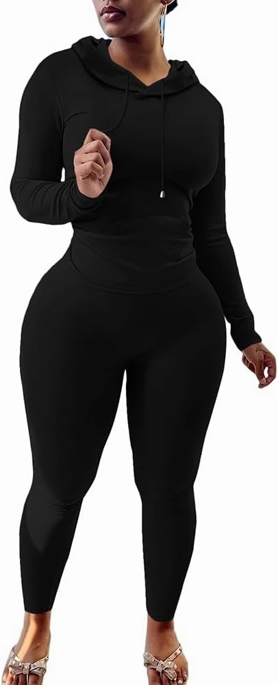 Nimsruc 2 Piece Outfits For Women Sweatsuits Sets Hooded Tracksuit Long Sleeve Pullover Jogger Sweat Pants Set
