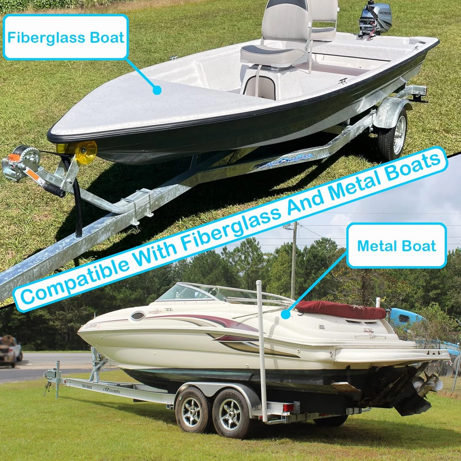 NOVINO Boat Trailer Bunk Slide Pads and Enders for Easier Launching & Loading, 3" x 10" Boat Trailer Bunk Slicks