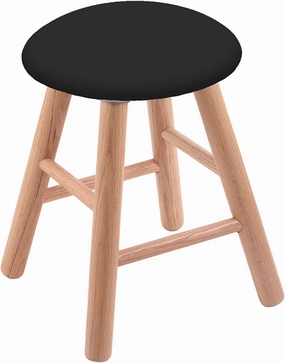 Oak Vanity Stool in Natural Finish with Black Vinyl Seat