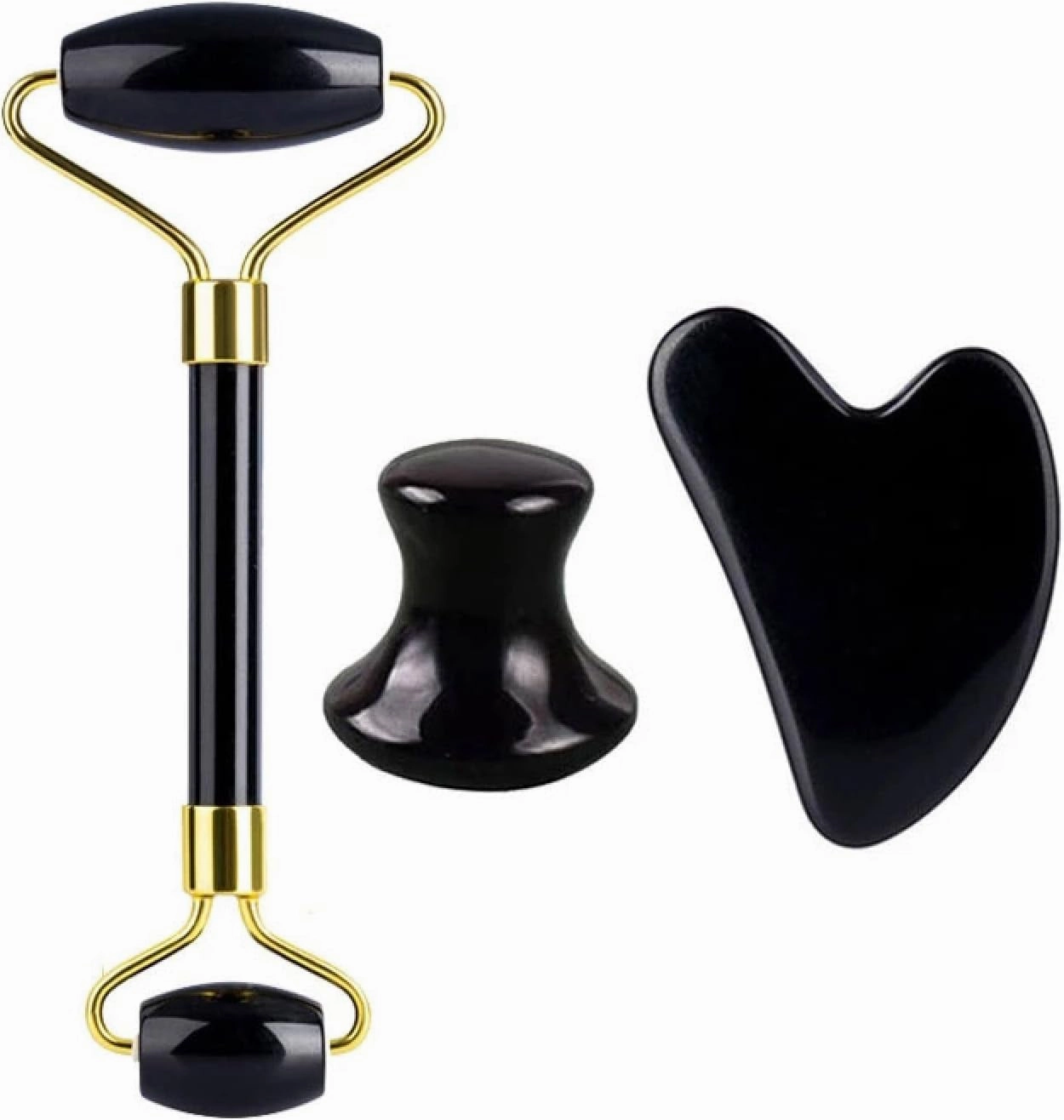 Obsidian Jade Facial Mask Gouache Scraper Roller Massager Set Natural Stone Guasha Cold Jade Mask Beauty Tool,Type 11