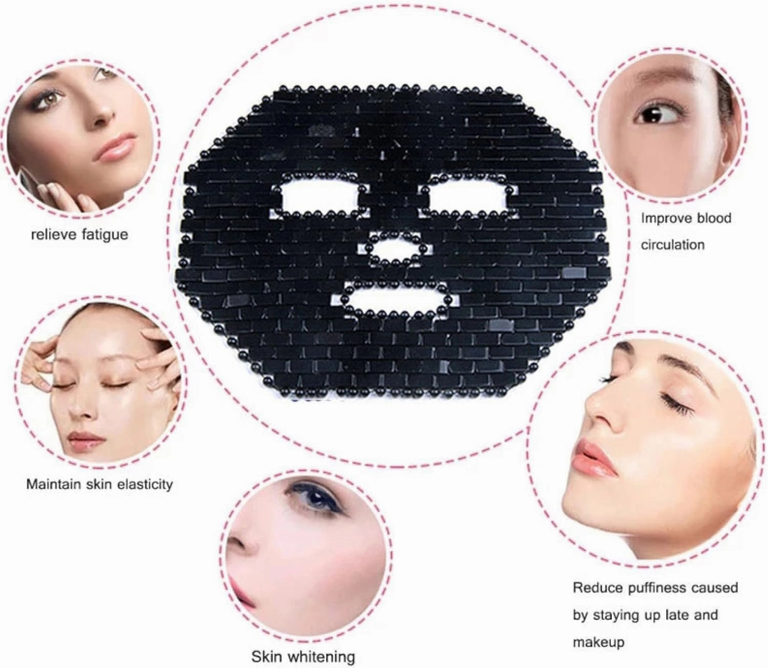 Obsidian Jade Facial Mask Gouache Scraper Roller Massager Set Natural Stone Guasha Cold Jade Mask Beauty Tool,Type 11