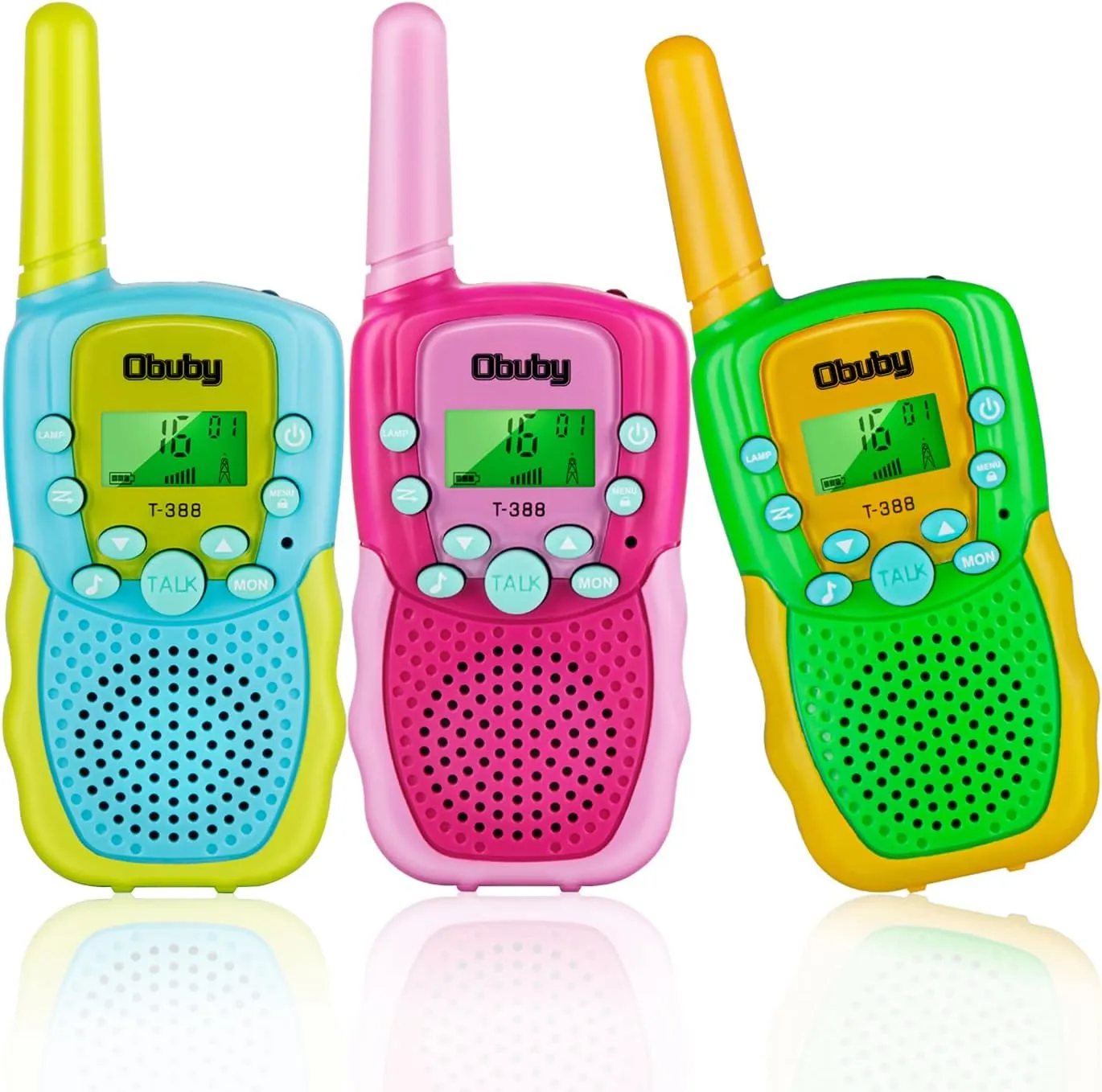 Obuby Toys for 3-12 Year Old Boys， Walkie Talkies for Kids 22 Channels 2 Way Radio Gifts Toys with Backlit LCD Flashlight 3 KMs Range Gift Toys for Age 3 up Boy and Girls to Outside , Hiking, Camping