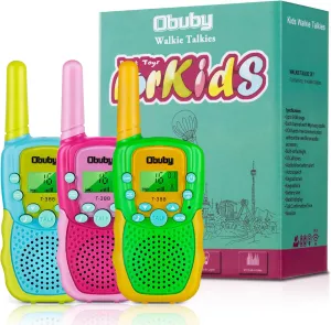 Obuby Toys for 3-12 Year Old Boys， Walkie Talkies for Kids 22 Channels 2 Way Radio Gifts Toys with Backlit LCD Flashlight 3 KMs Range Gift Toys for Age 3 up Boy and Girls to Outside , Hiking, Camping