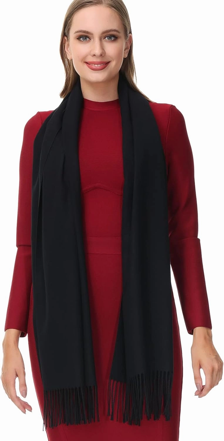 OHAYOMI Womens Pashmina Shawl Wrap Soft Warm Scarf Solid Color Pashmina