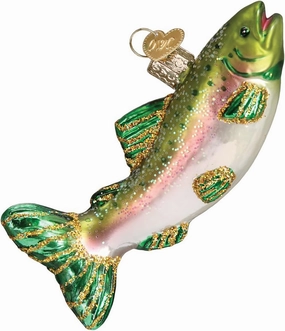 Old World Christmas Fish Collection Glass Blown Ornaments for Christmas Tree Alpine Rainbow Trout