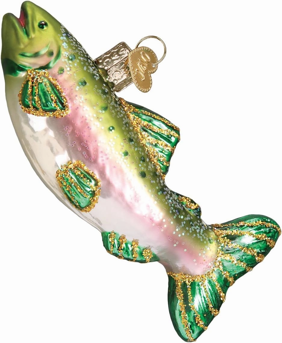 Old World Christmas Fish Collection Glass Blown Ornaments for Christmas Tree Alpine Rainbow Trout