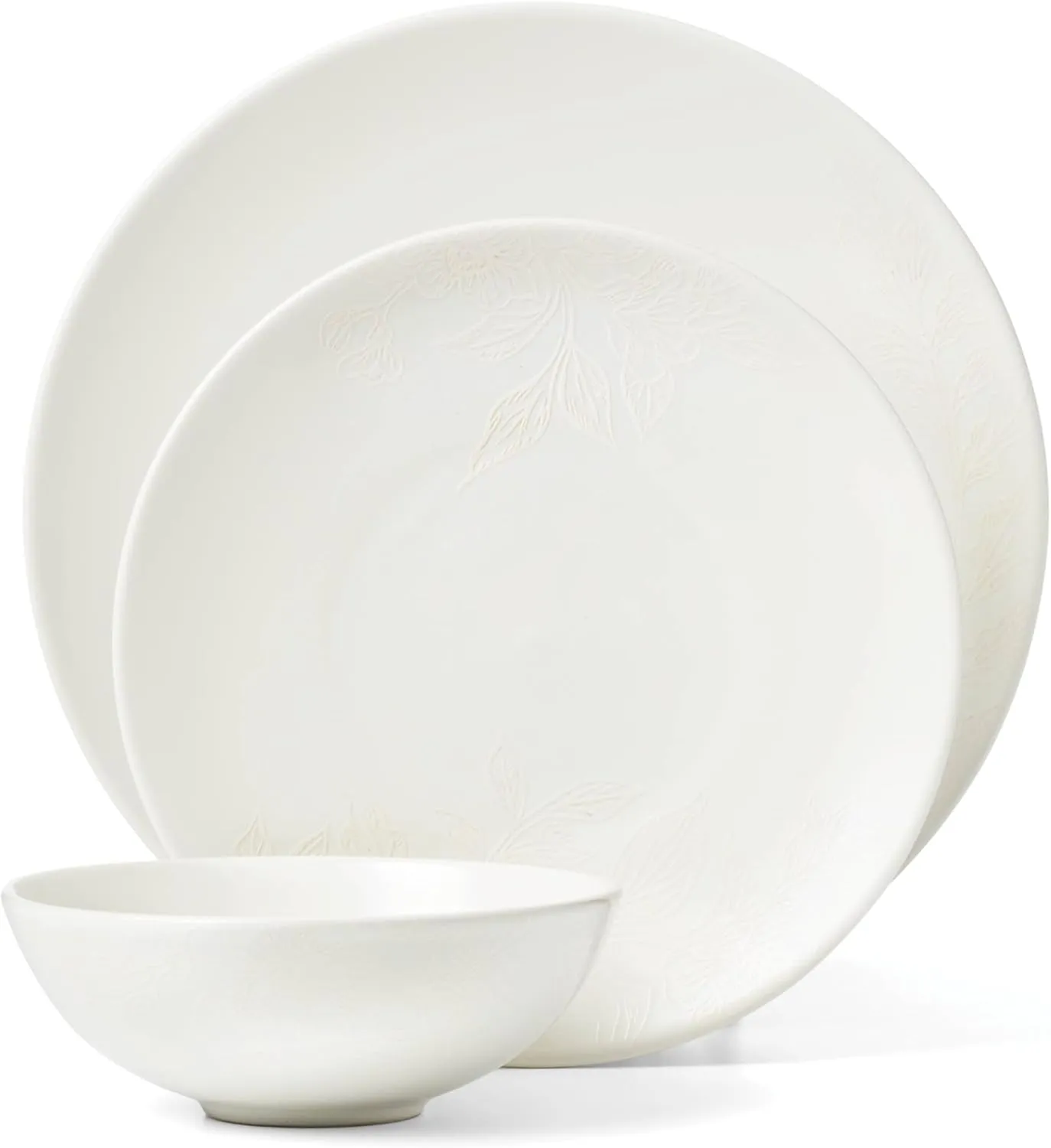 Oneida 897397 Roseto 12-Piece Dinnerware Set, White