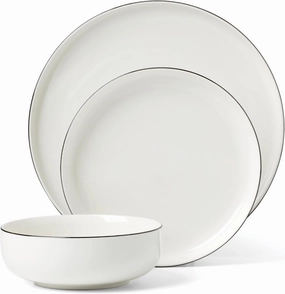 Oneida 896602 24 Seven Black Rim 12-Piece Dinnerware Set