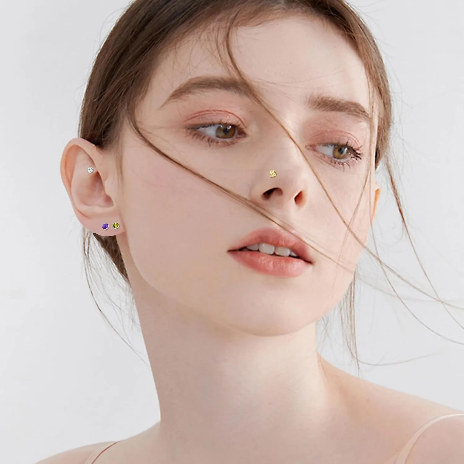 ONESING 36-44 Pcs 18G 20G Nose Rings Studs Nose Rings for Women Nose Piercings Jewelry Surgical Stainless Steel Nose Studs Moon Star Heart Butterfly Hypoallergenic Body Piercing Jewelry for Women Men
