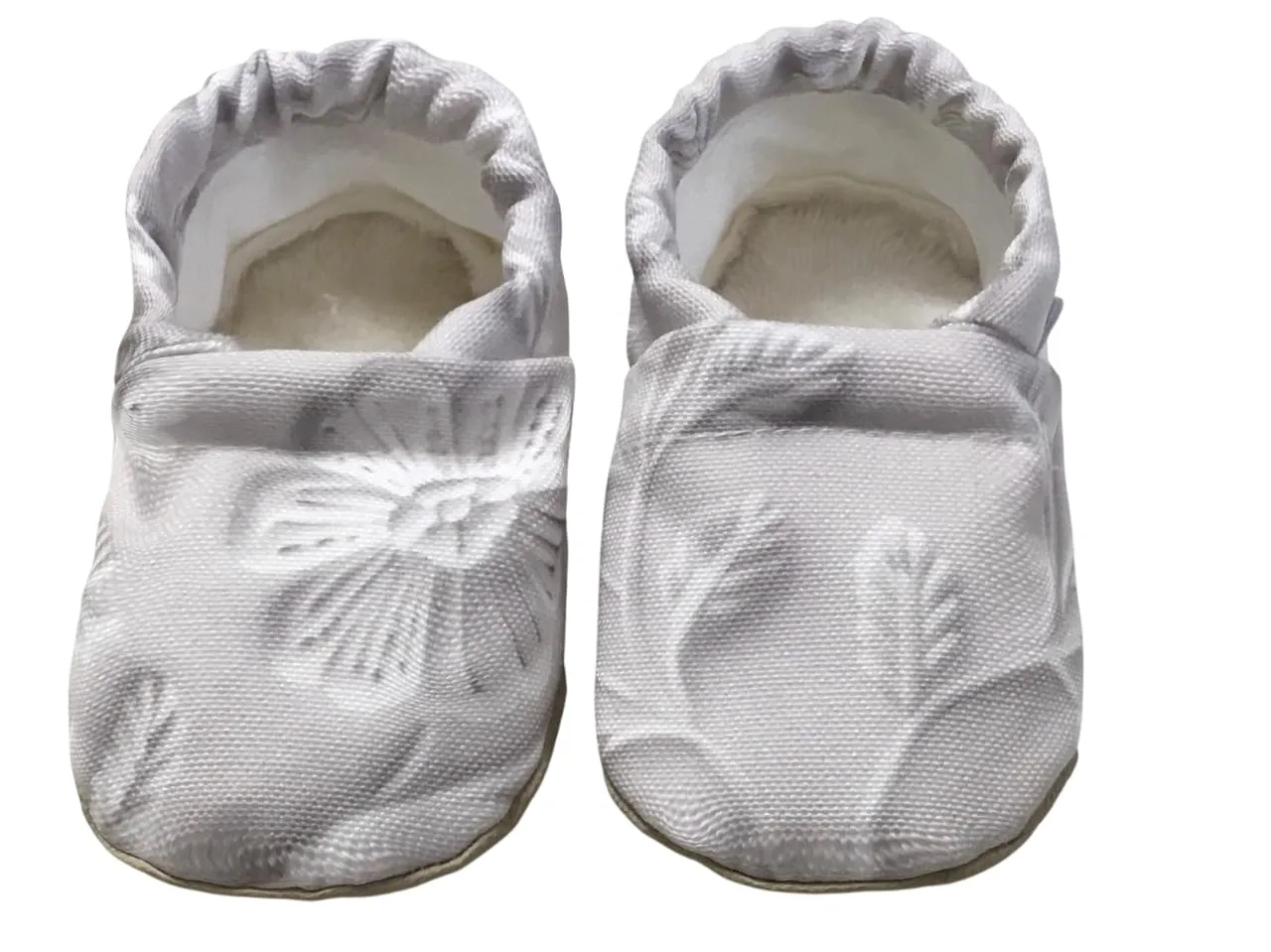 Organic Soft Sole baby shoes | First Walkers Crib Shoes | Pull on soft sole Infant Shoes | Lightweight Soft Sole Crib Shoes Toddler Shoes (LeVonne)| white, Baptism, floral (Size 2 (6-12 Months))