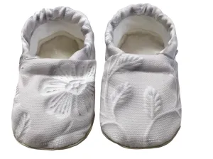 Organic Soft Sole baby shoes | First Walkers Crib Shoes | Pull on soft sole Infant Shoes | Lightweight Soft Sole Crib Shoes Toddler Shoes (LeVonne)| white, Baptism, floral (Size 2 (6-12 Months))