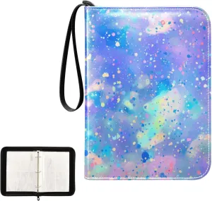 OTVEE Card Binder Abstract Modern Colored Painting Trading Card Album with 50 Removable Sleeves Fits 400 Cards