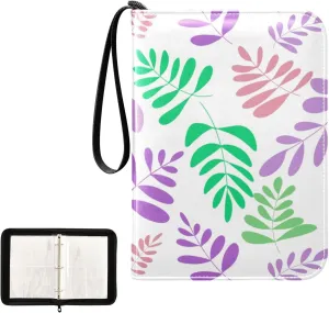 OTVEE Card Binder Colorful Leaves Trading Card Album with 50 Removable Sleeves Fits 400 Cards