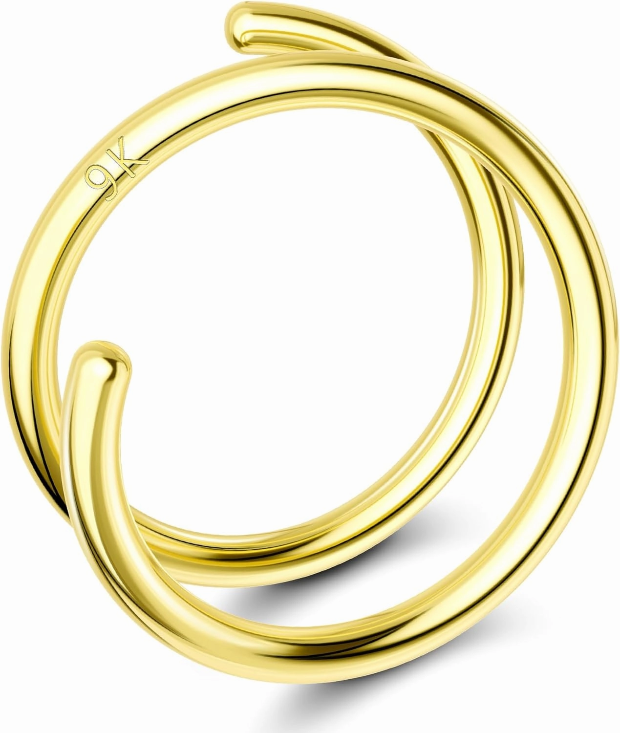 OUFER 18G Nose Rings, 9K Solid Gold Nose Rings Hoops, Double Hoop Nose Ring, Nostril Piercing Jewelry, Nose Piercing Jewelry For Women