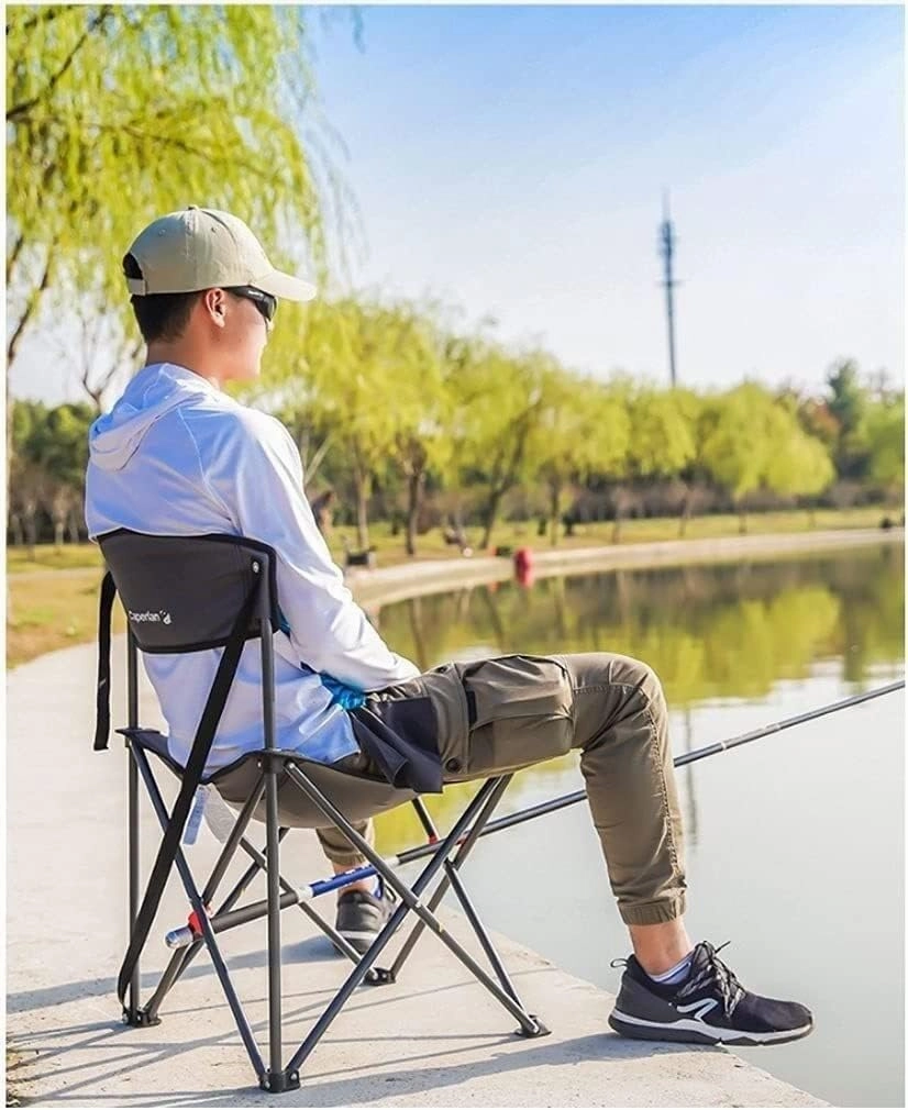 Outdoor Camp Chairs, Folding Backrest Chair Lightweight Portable Small Stool Padded Seat for Camping Garden Trips Lawn Chairs Adults(C)