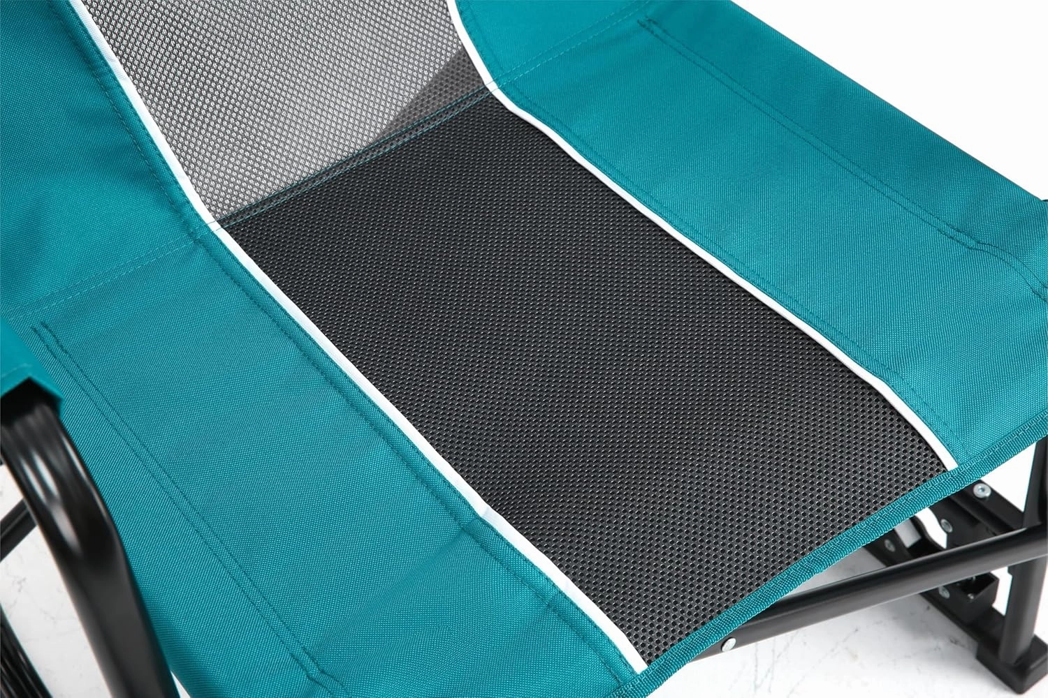 Outdoor Freestyle Rocker Camping Chair Portable Folding Rocking Chair with Solid, Durable Armrests, Drink Holder & Comfortable Backrest (Blue)