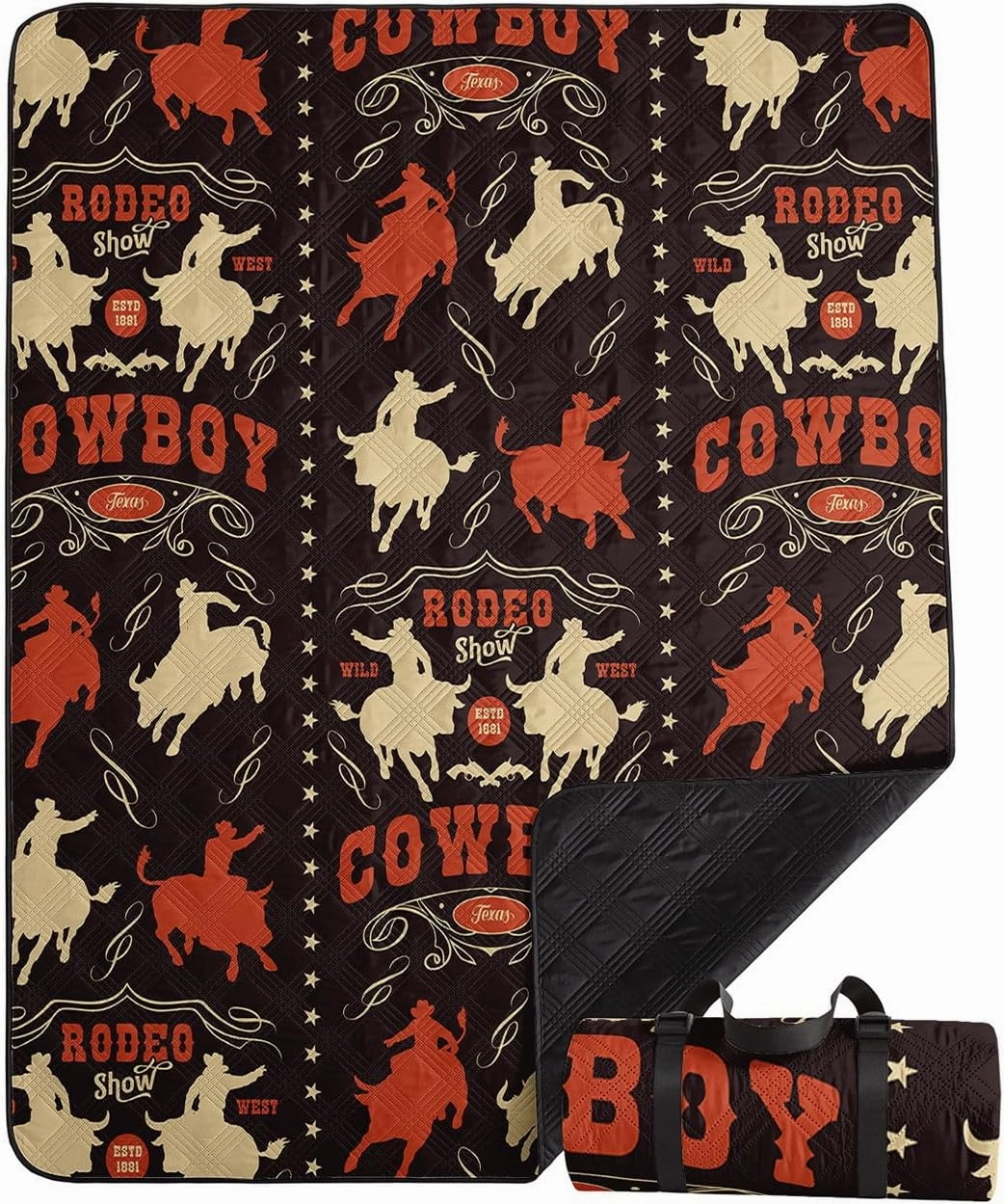 Outdoor Picnic Blanket,Portable Sandproof Waterproof Picnic Mat,West Cowboys Printed Camping Beach Mat for Sand and Wet Grass Hiking (West Cowboys S)