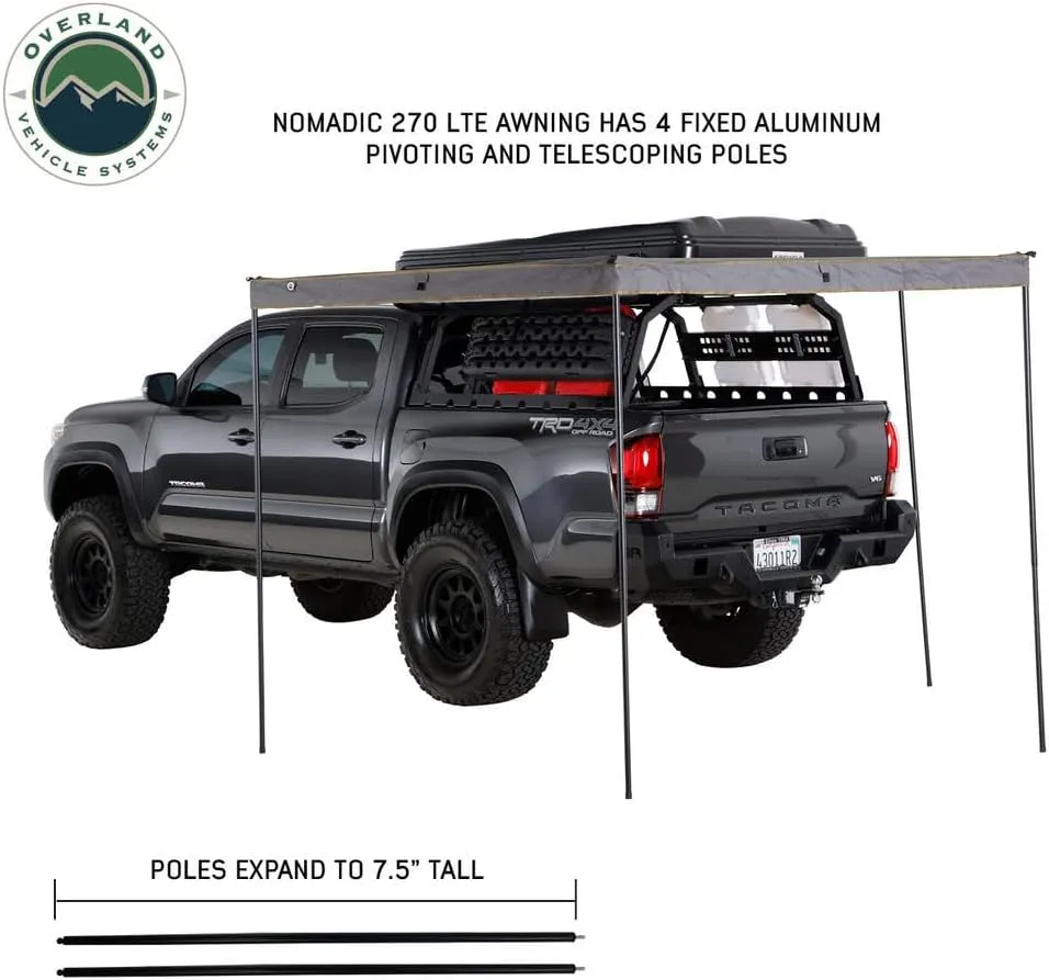 Overland Vehicle Systems HD Nomadic 270 LTE Drivers Side Awning | Dark Gray | Includes Black Travel Cover | 19679907