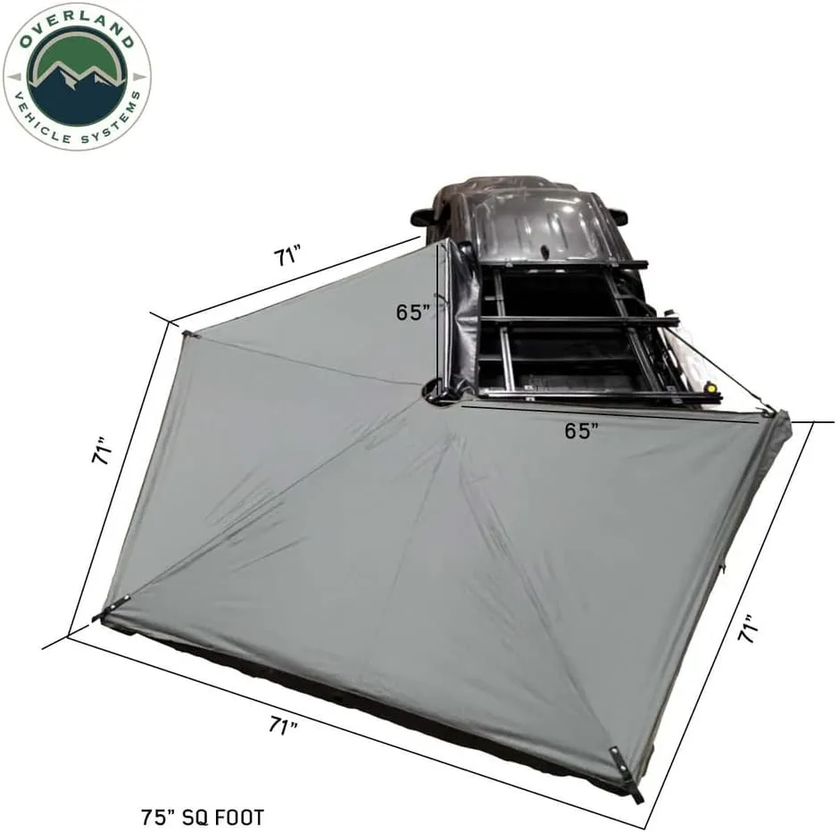 Overland Vehicle Systems HD Nomadic 270 LTE Drivers Side Awning | Dark Gray | Includes Black Travel Cover | 19679907
