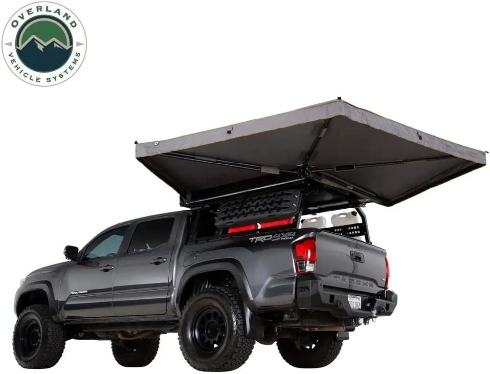 Overland Vehicle Systems HD Nomadic 270 LTE Drivers Side Awning | Dark Gray | Includes Black Travel Cover | 19679907