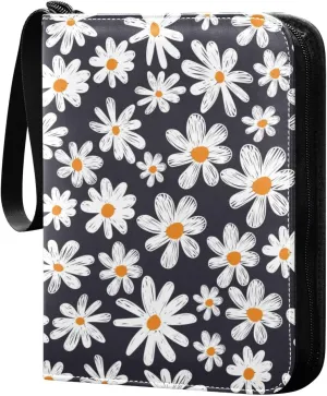 Painted-flowers Trading Card Protectors Holder Collectible Album for Sports Card Collection Storage 400 pockets Game Card Binder