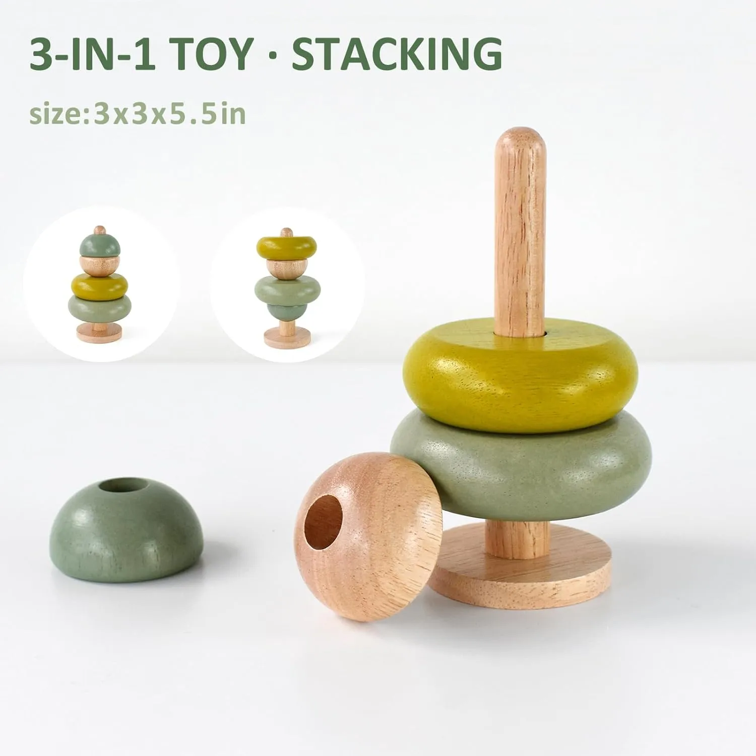 PairPear Educational Toys Set 3 in 1 - Wooden Toys Shape Sorter Cubes - Activity Stacking Toys - Animal Todder Puzzles - Classic Learning Toys Gift for Baby 1 Year Old and Up.