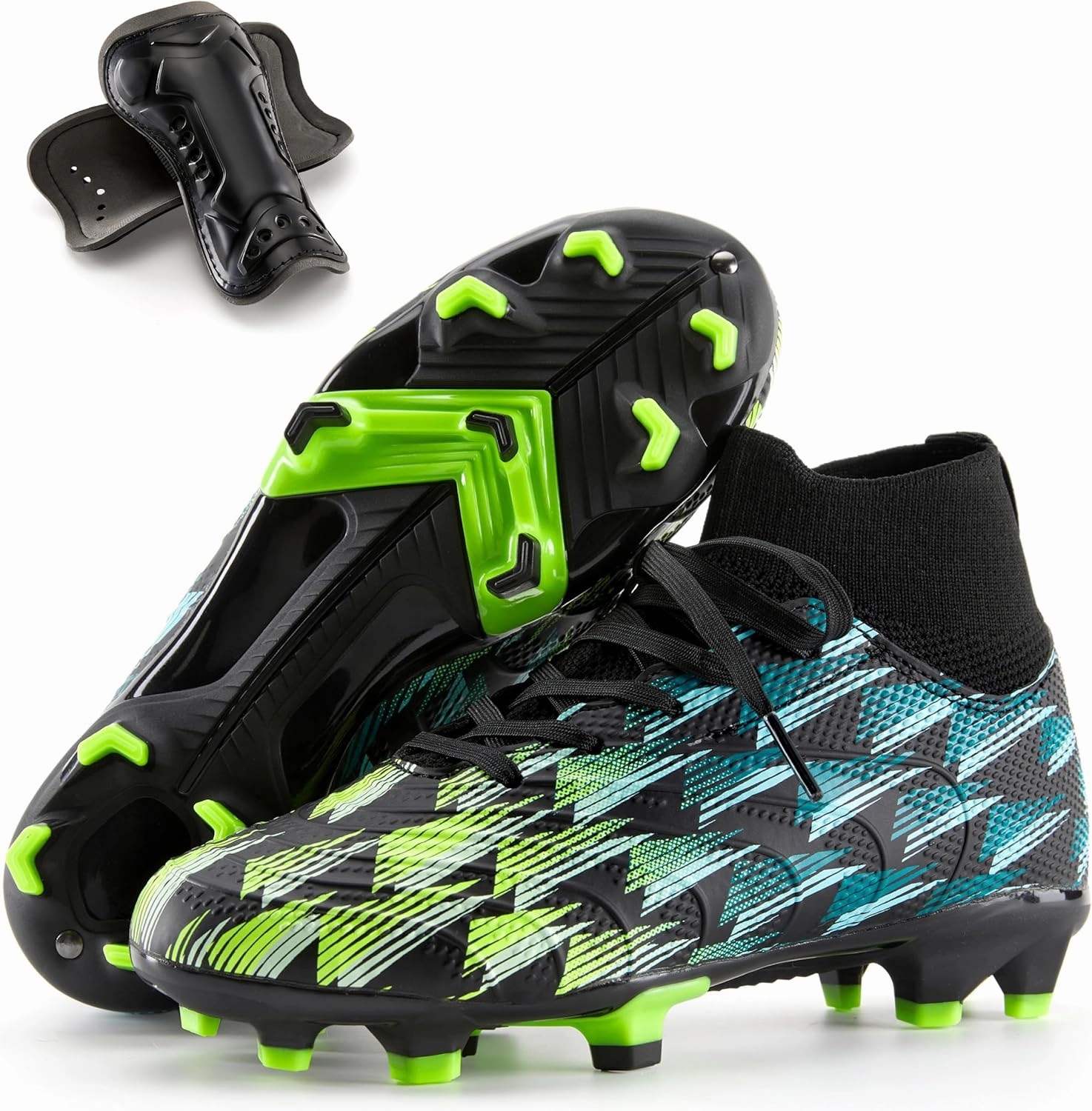 PATPAT Kids Soccer Cleats – High Top Outdoor Firm Ground and Turf Football Training Shoes for Little Big Boys and Girls, Sizes 10-6