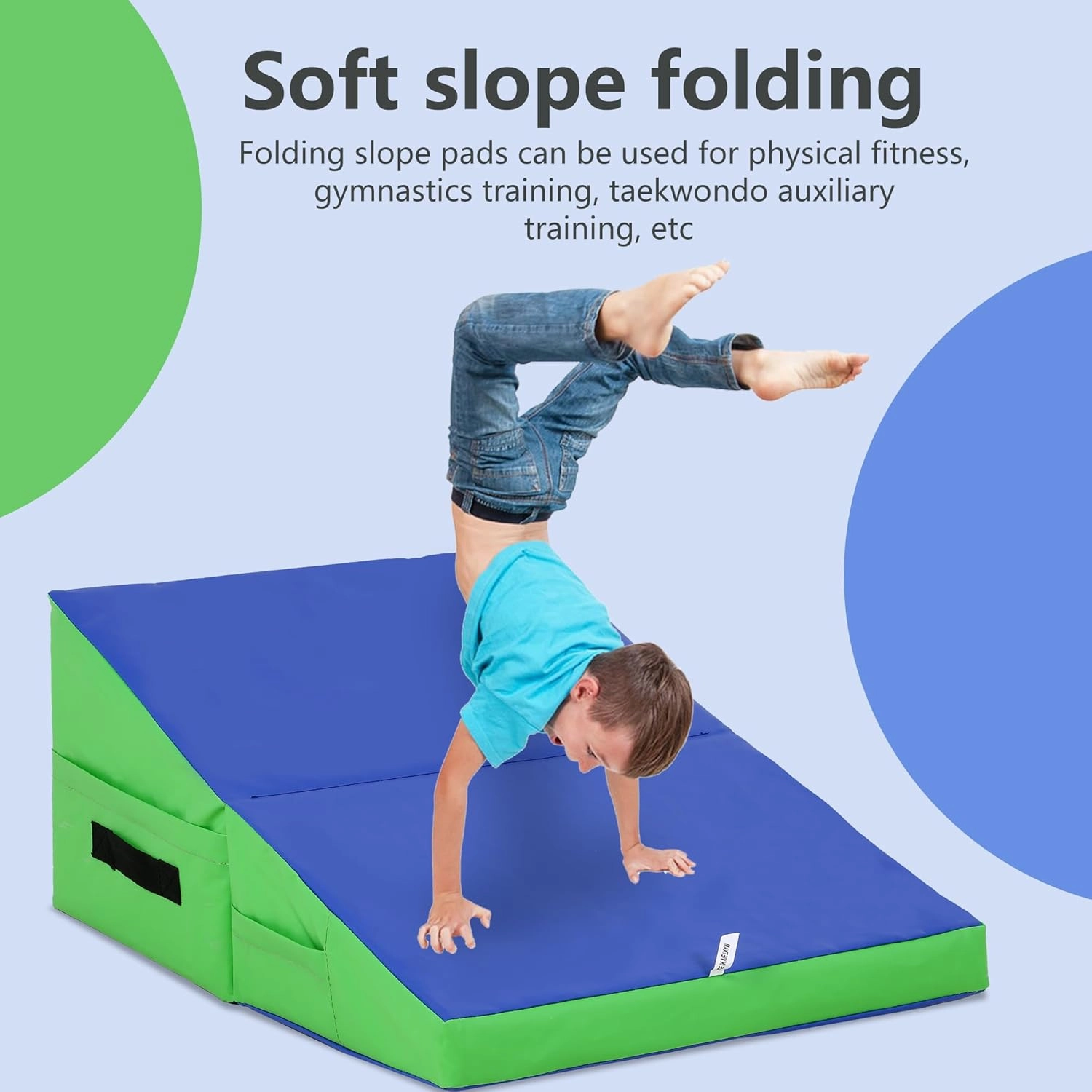 PayLessHere Gymnastics Tumbling Mats Incline Tumbling Mat Folding Gymnastic Tumbling Mat 48"x24"/34"x24" lnch Indoor/Outdoor Exercise Mat Home Gym Yoga Mat with Handle