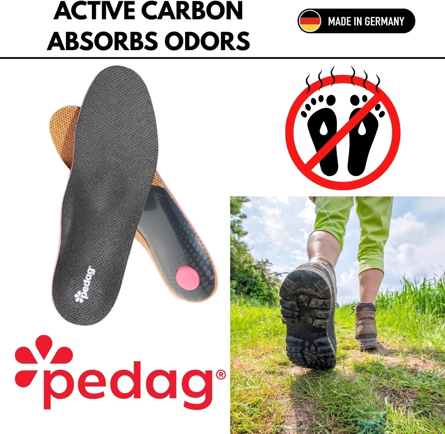 Pedag Plantar Fasciitis | German Made | Arch Support Orthotic Insoles Inserts for Men and Women | Heat Moldable Shoe Inserts | Medium and High Arch | Foot Pain Relief | Anti Odor | Women US 8/ EU 38