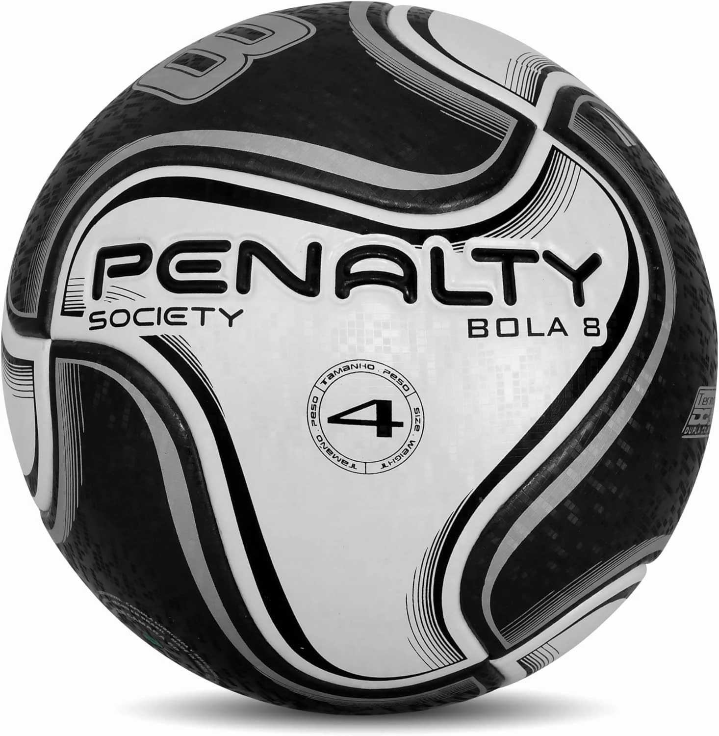 PENALTY 8X Soccer Ball – Size 4 | Durable PU Construction, Precision Stitching, Enhanced Grip, Optimal Bounce, All-Weather Performance (Turf Soccer, Black & White)