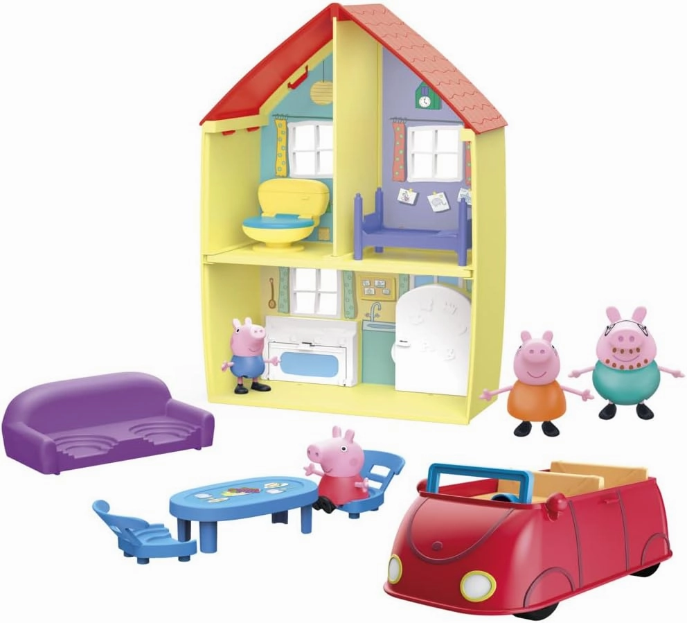 Peppa Pig Toys Peppa's Family Home Combo, House Playset with 4 Figures and Car, Preschool Toys for 3 Year Old Girls and Boys and Up (Amazon Exclusive)