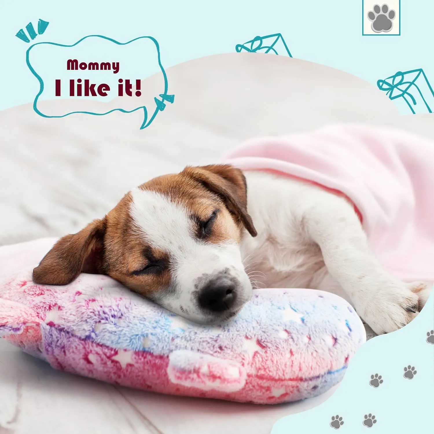 Pet Pillow for Dogs, Glow in The Dark Soft Dog Neck Pillow, U-Shaped Pillow for Cat and Dog, Machine Washable Pet Calming Toy, Joint Relief Sleeping Improve for Pets (Pink, M)
