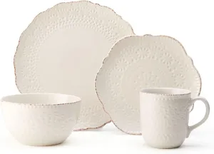 Pfaltzgraff Chateau Cream 16-Piece Stoneware Dinnerware Set, Service for 4, Off White