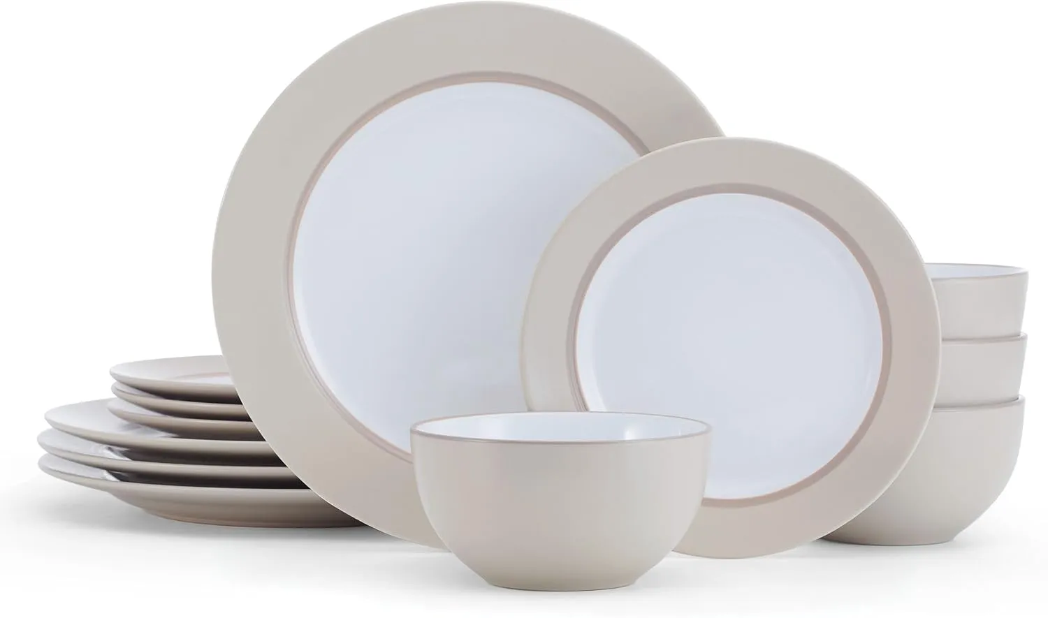 Pfaltzgraff Grayson Taupe 12 Piece Dinnerware Set, Service for 4