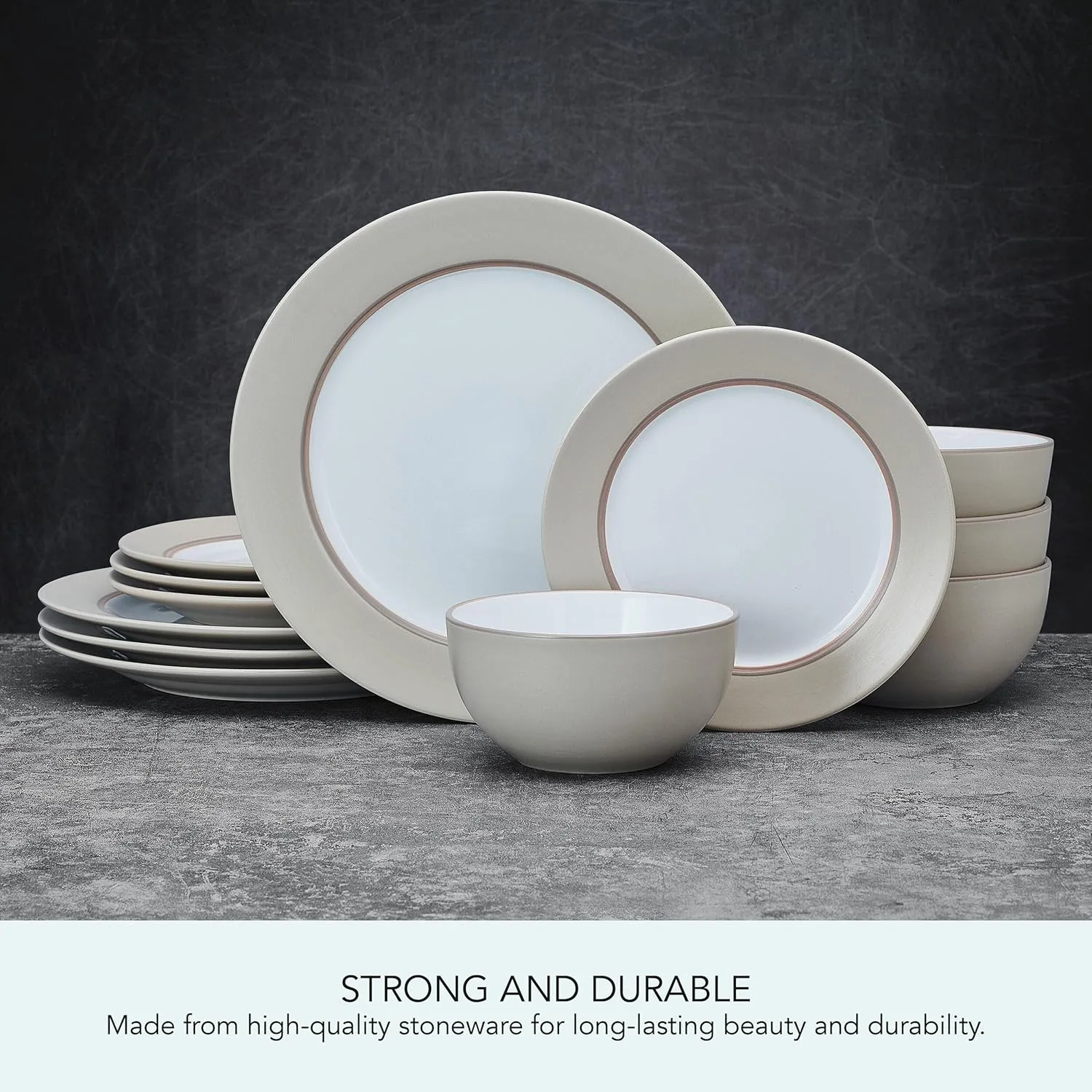 Pfaltzgraff Grayson Taupe 12 Piece Dinnerware Set, Service for 4