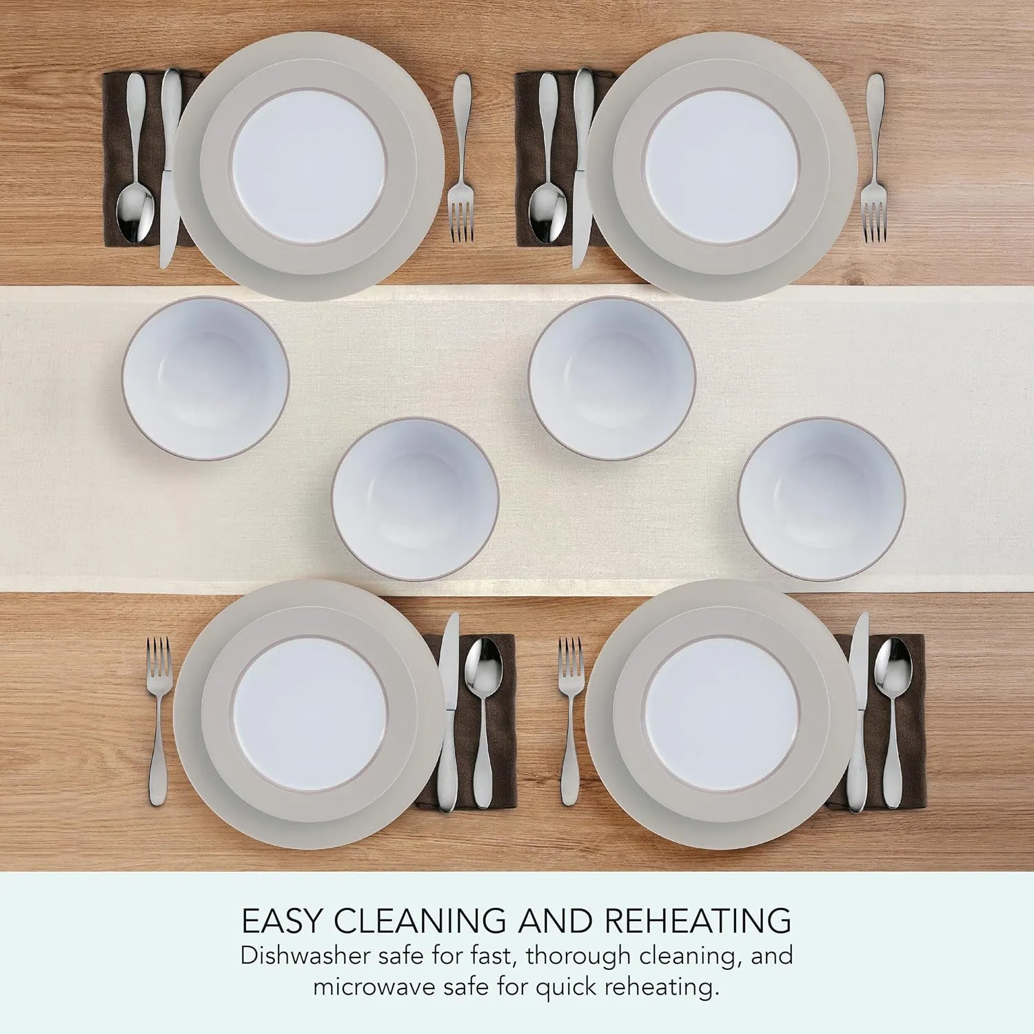 Pfaltzgraff Grayson Taupe 12 Piece Dinnerware Set, Service for 4